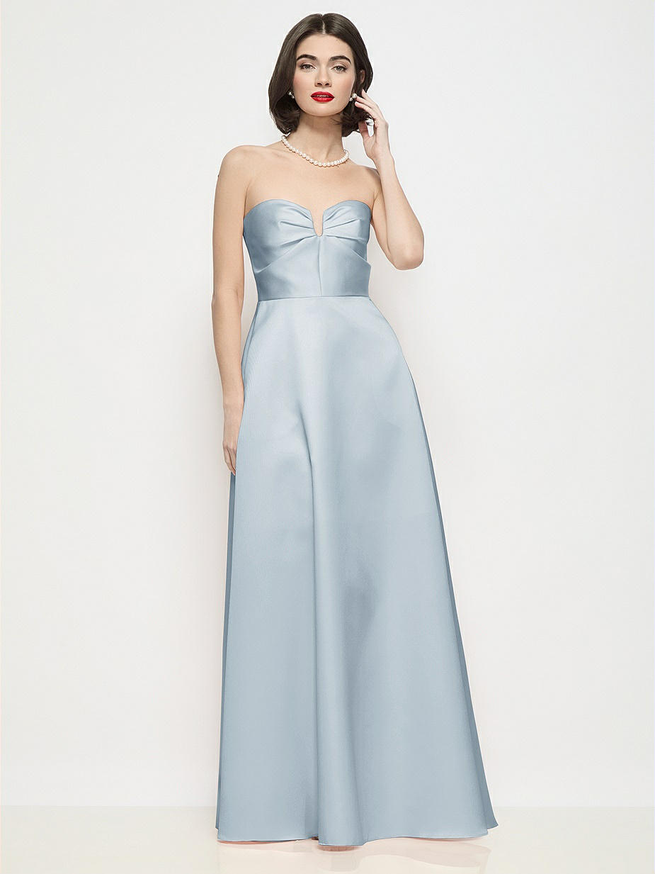strapless open back dress Corset Soft Satin Pleated Skirt Bridesmaids or Evening Gown 7484 – Sparkly  Gowns main image 0