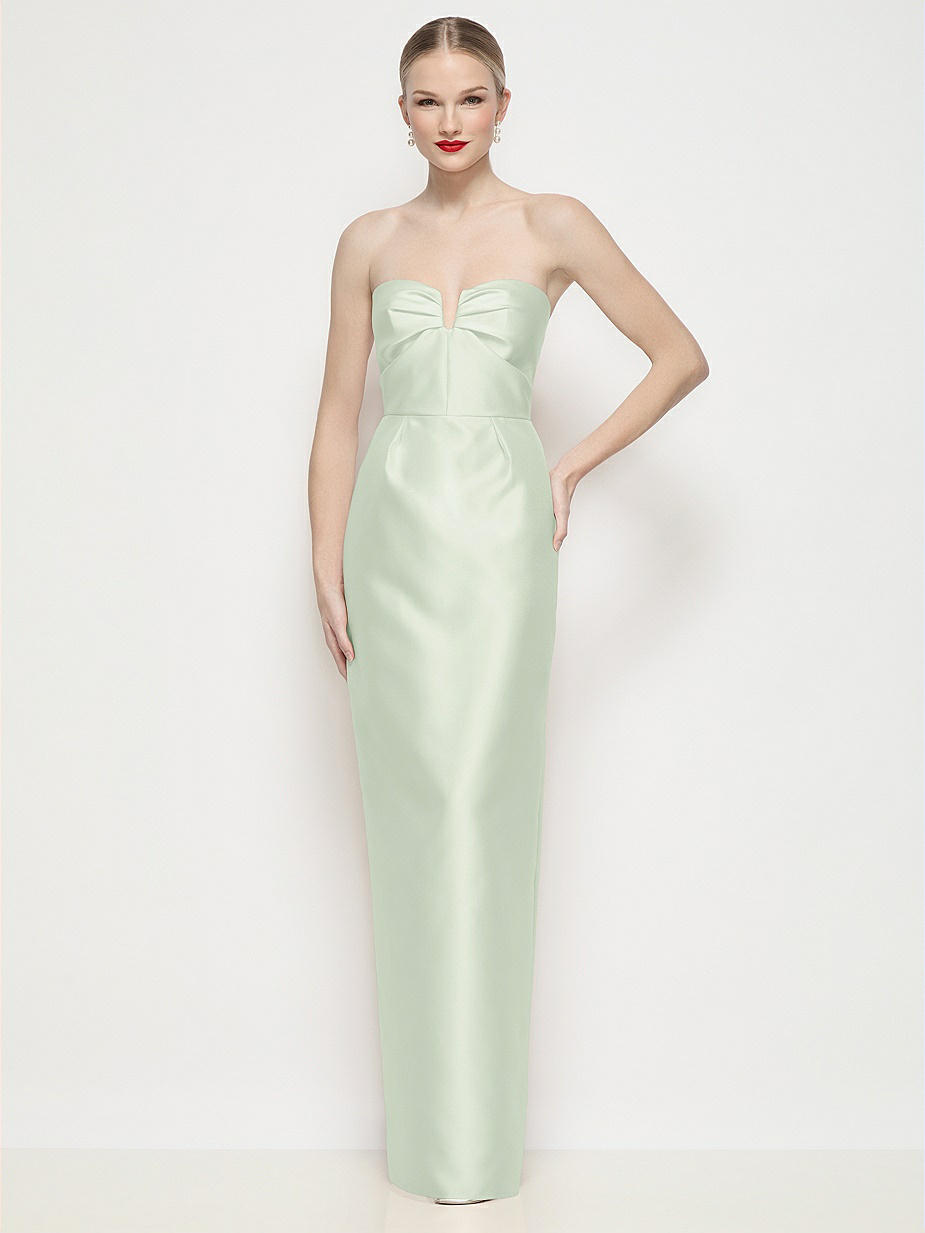 satin strapless twist cutout dress in mint green Nice Strapless Open Back Satin Mini Dress – VICI main image 0