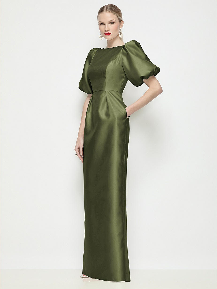Olive Green Sleeves Bridesmaid Dresses