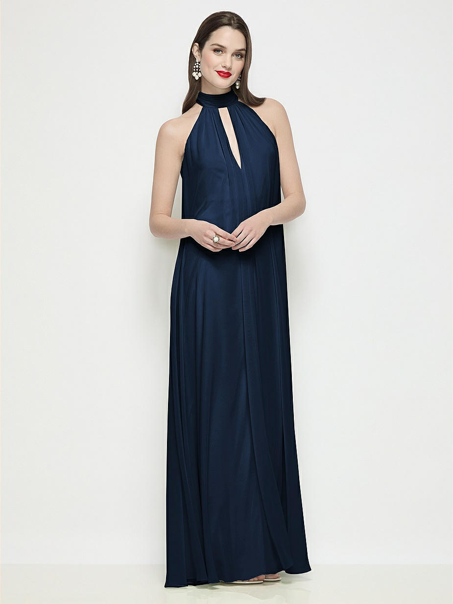 Dessy Midnight Navy Halter Bridesmaid Dresses