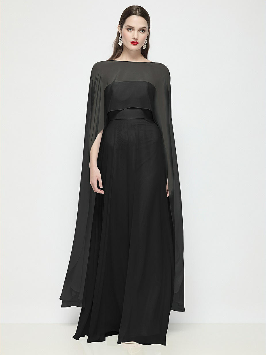 gatsby bridesmaid dresses Mermaid dress with boat neck and zipper on the back M / Black