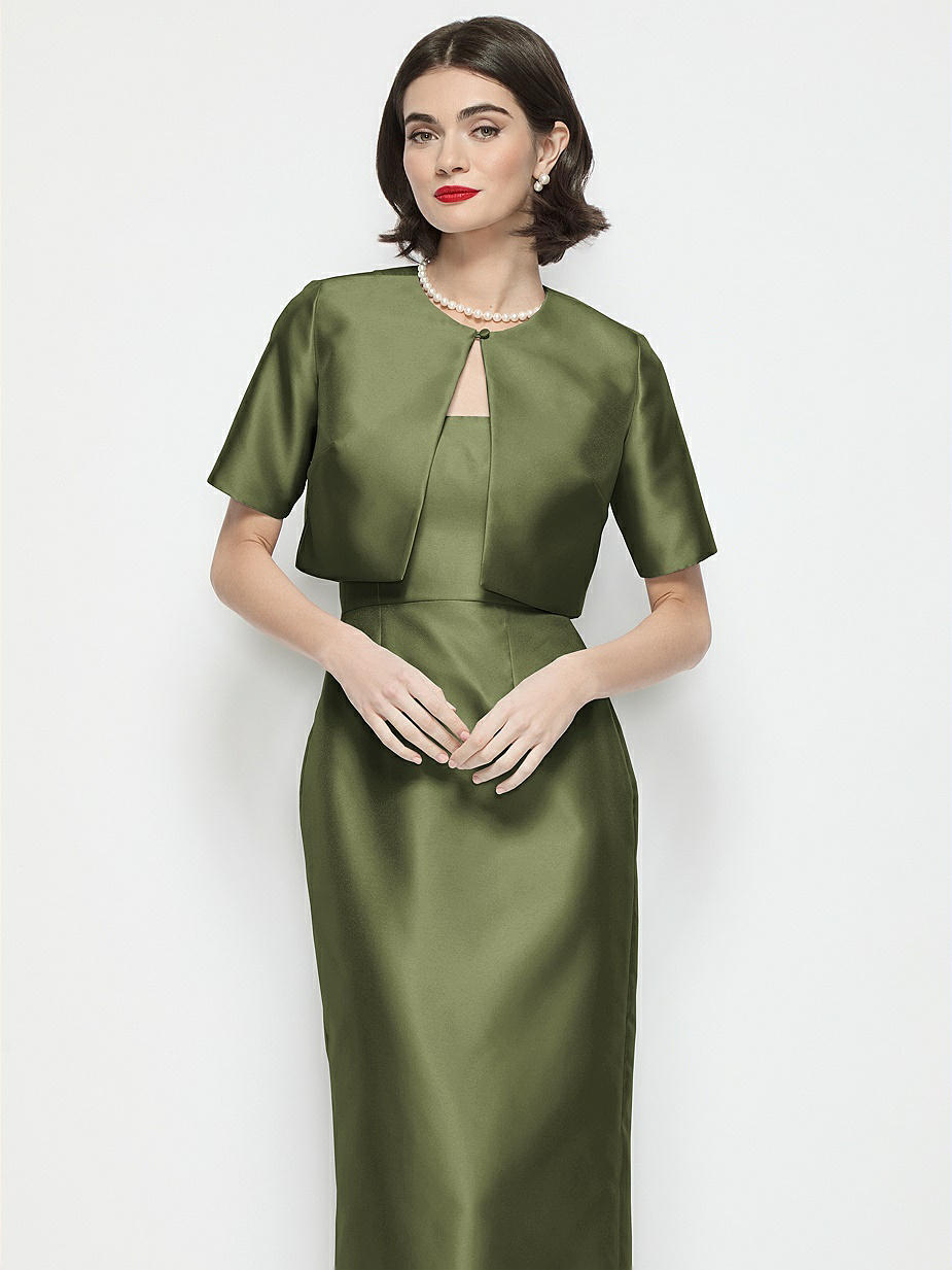 slim fit dress slacks Olive Green Satin Maxi Evening Dress SOLENE main image 1