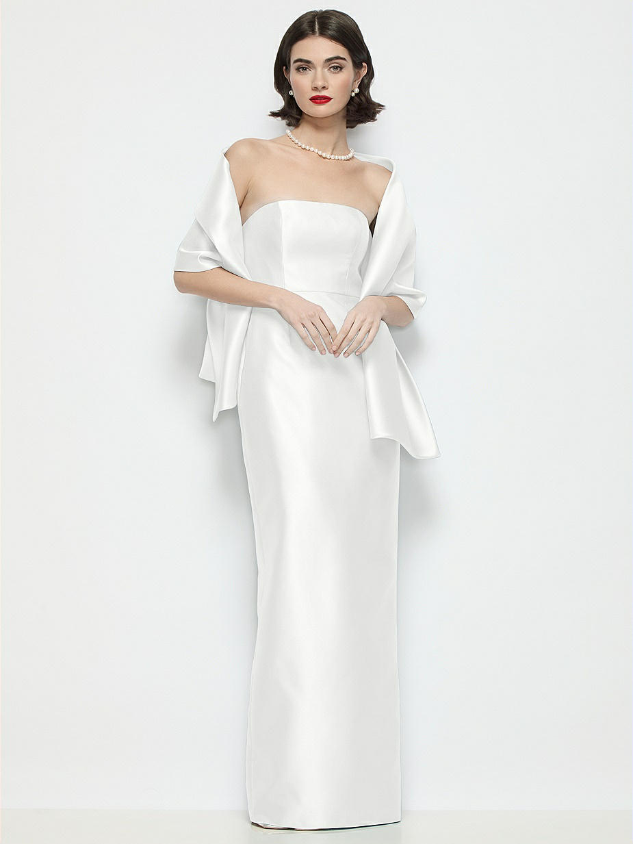 plain white bridesmaid dresses Simple Ivory Satin Off-the-Shoulder Sheath Short Bridesmaid Dresses, MBD256