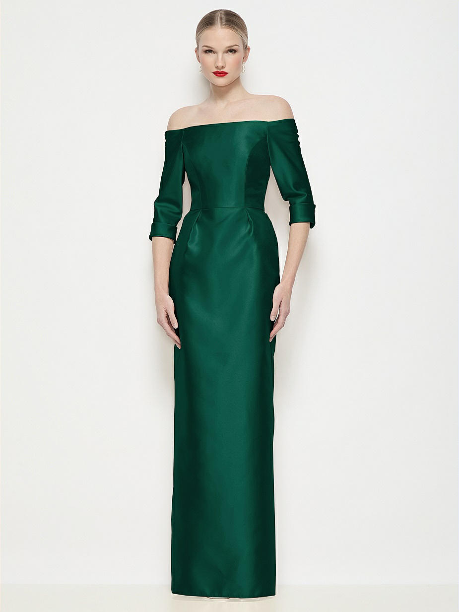 racing green bridesmaid dress 1970s Albert Nipon Floral Block Print Peasant Dress main image 1