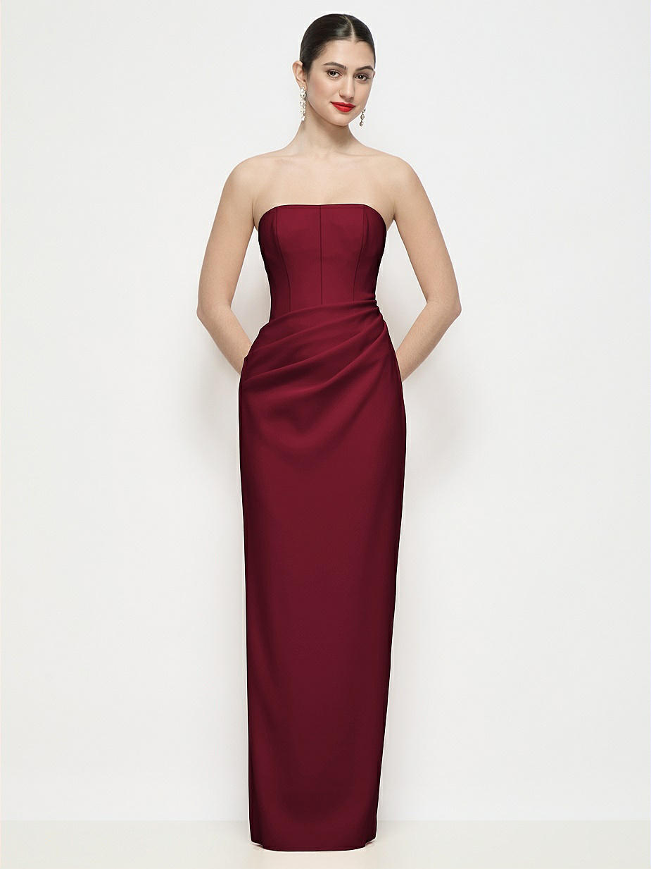 Burgundy Strapless Bridesmaid Dresses
