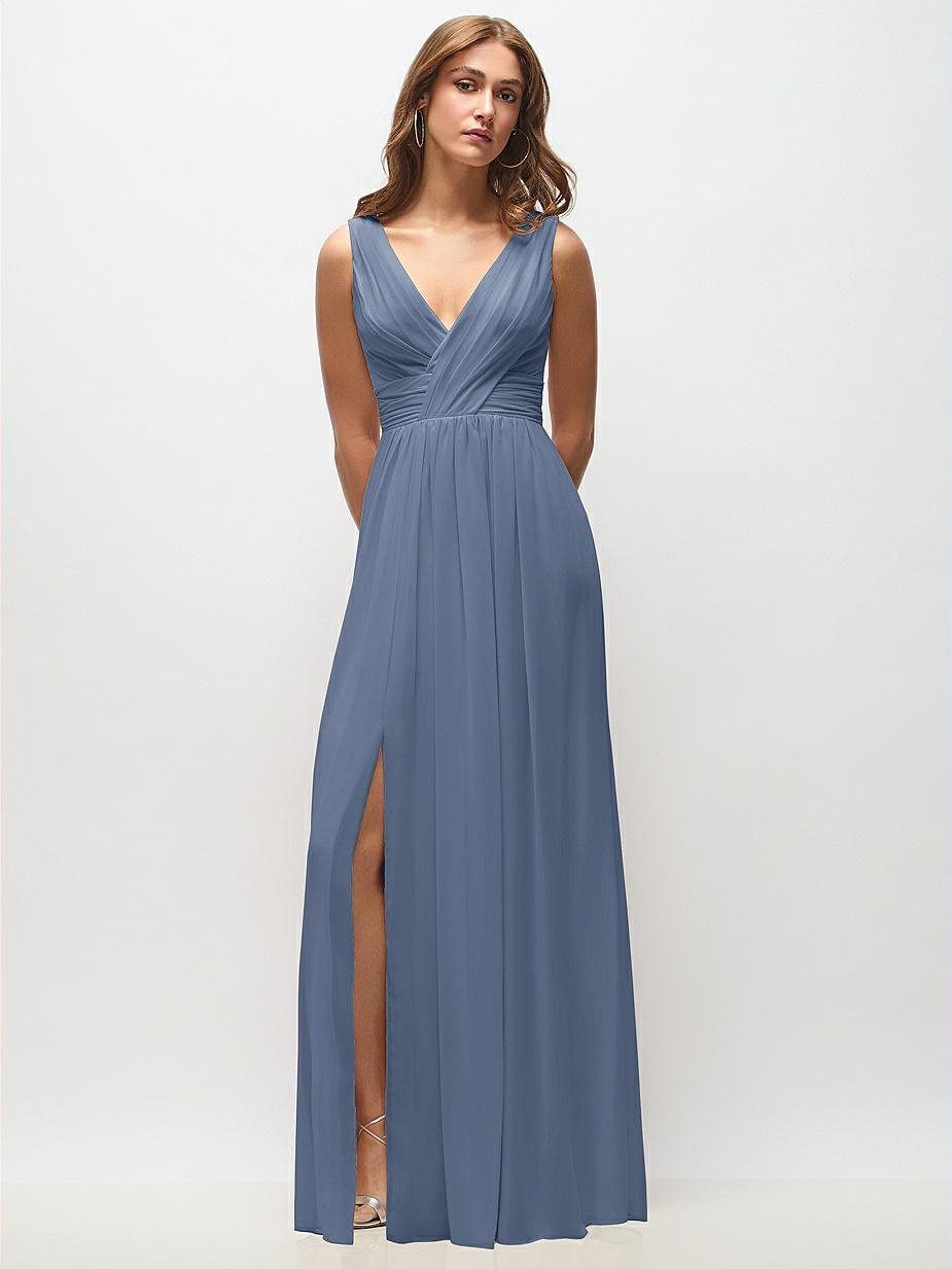 larkspur blue bridesmaid dresses Dessy Larkspur Blue Tie-Strap Bridesmaid Dresses