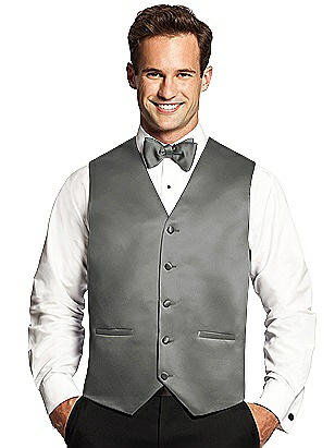 Formal Wedding Prom Men's Cornflower Satin Tuxedo Vest & Bow-Tie Set Dress 