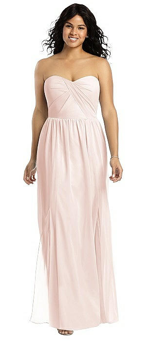 Strapless Draped Bodice Maxi Dress with Front Slits
