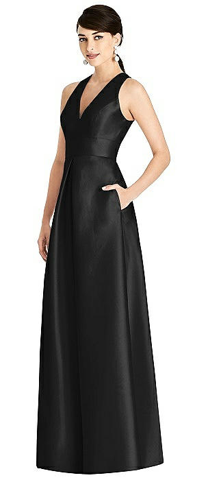 Sleeveless Open-Back Pleated Skirt Dress with Pockets