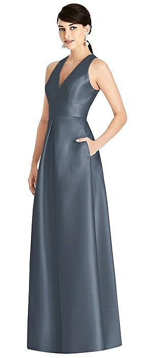 Sleeveless Open-Back Pleated Skirt Dress with Pockets
