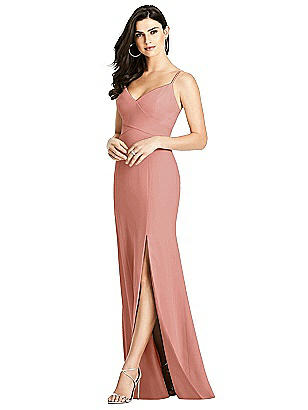 dessy collection off the shoulder crepe gown