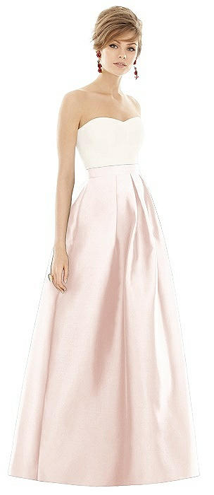 Strapless Pleated Skirt Maxi Dress with Pockets