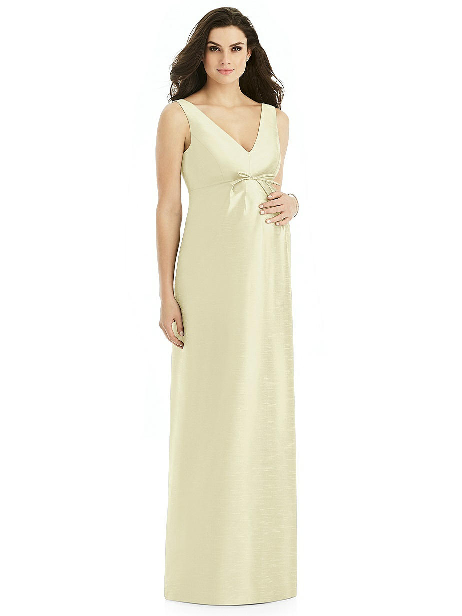 yellow satin maternity dress Yellow Ombre Satin Halter Cutout Maternity Maxi Dress