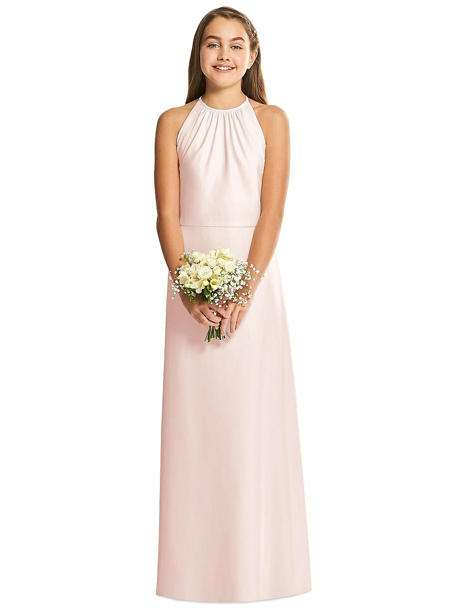 blush junior bridesmaid dresses Gorgeous Halter Chiffon Junior Bridesmaid Dress, Coral main image 0