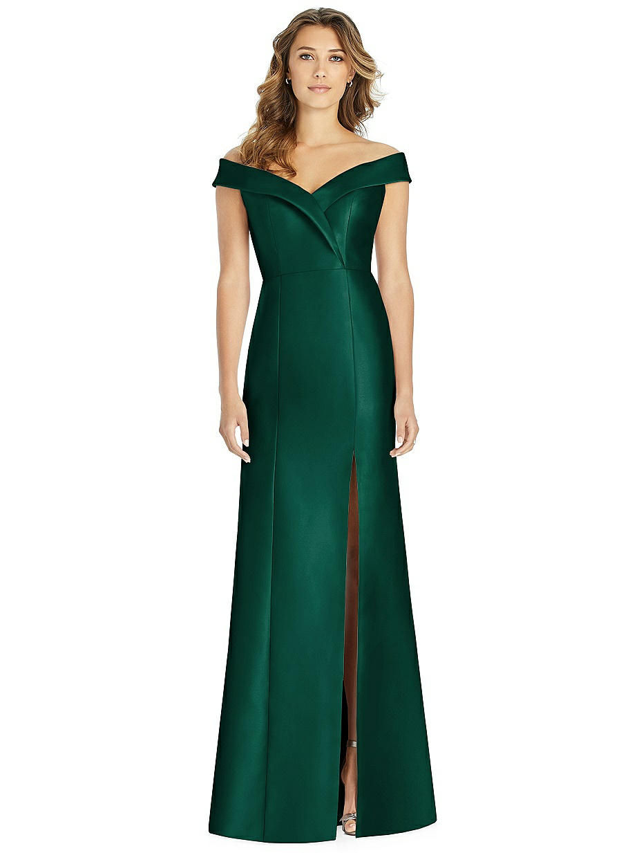 Green Off-The-Shoulder Bridesmaid Dresses Green Off-The-Shoulder Bridesmaid Dresses