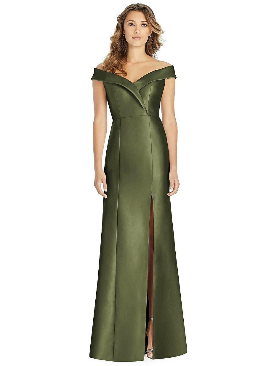 olive green designer dress Luxurious Olive Green Sequin Evening Gown with Feathered Sleeves main image 1