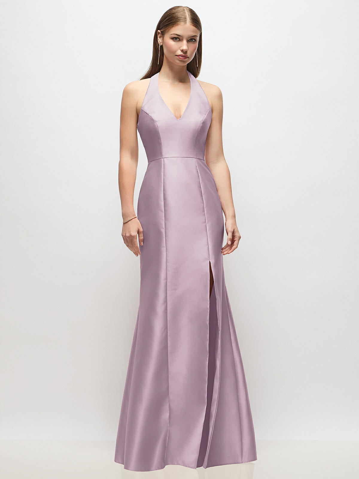 long satin evening dress reviews ZAPAKASA Women Black Sheath Satin Deep V-Neck Formal Dress with Slit  Spaghetti Straps Prom Dress main image 0