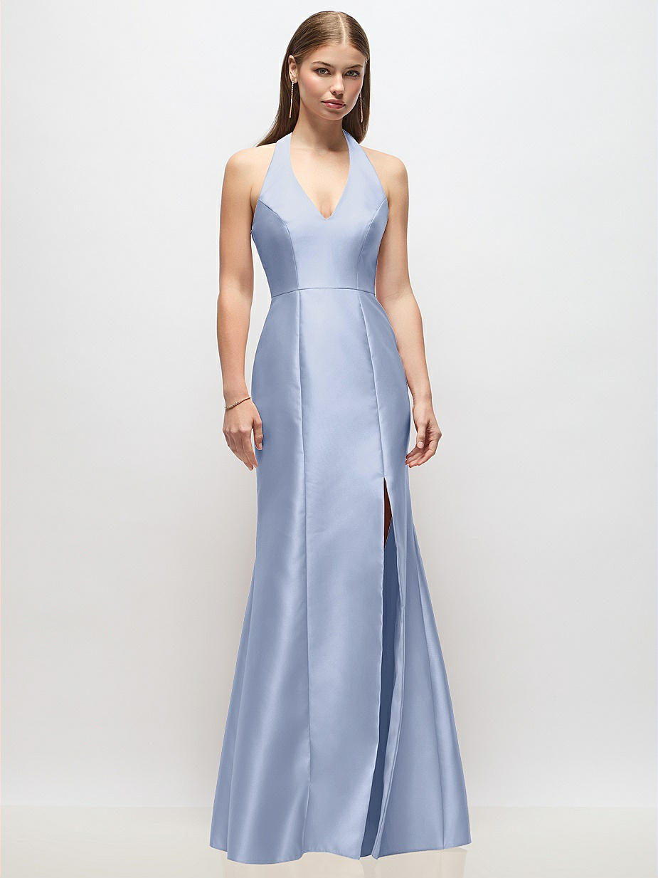 Blue Halter Bridesmaid Dresses