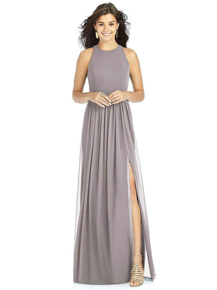Neutral High Neck Bridesmaid Dresses