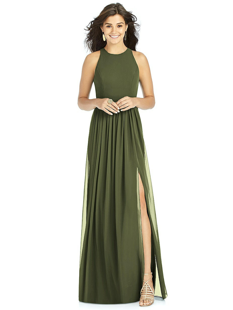 strapless open back dress Olive Green Reflective Bodycon Dress L main image 1