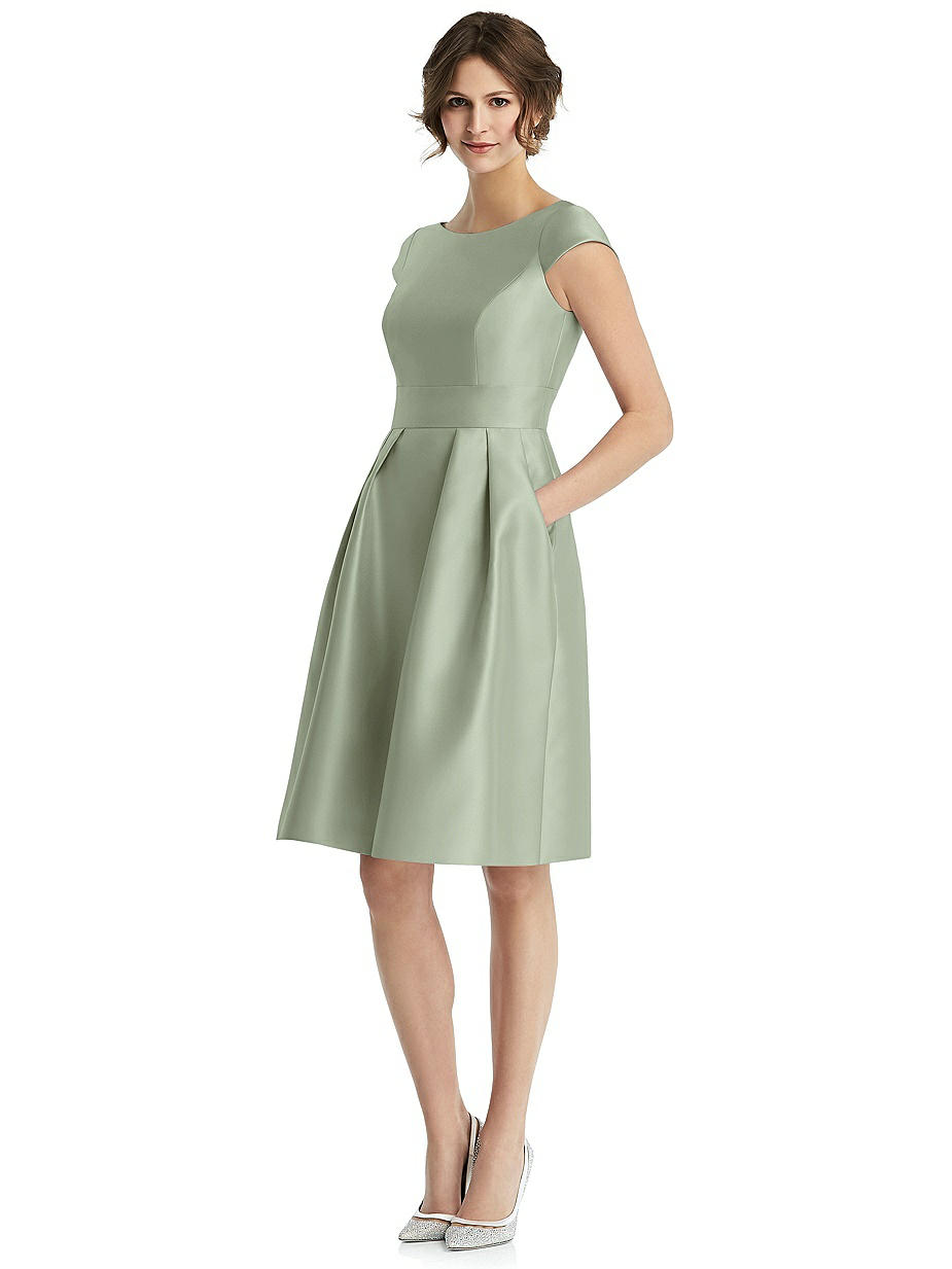 sage green bridesmaid dresses knee length Knee Length V-neck Asymmetrical Chiffon Bridesmaid Dresses main image 1