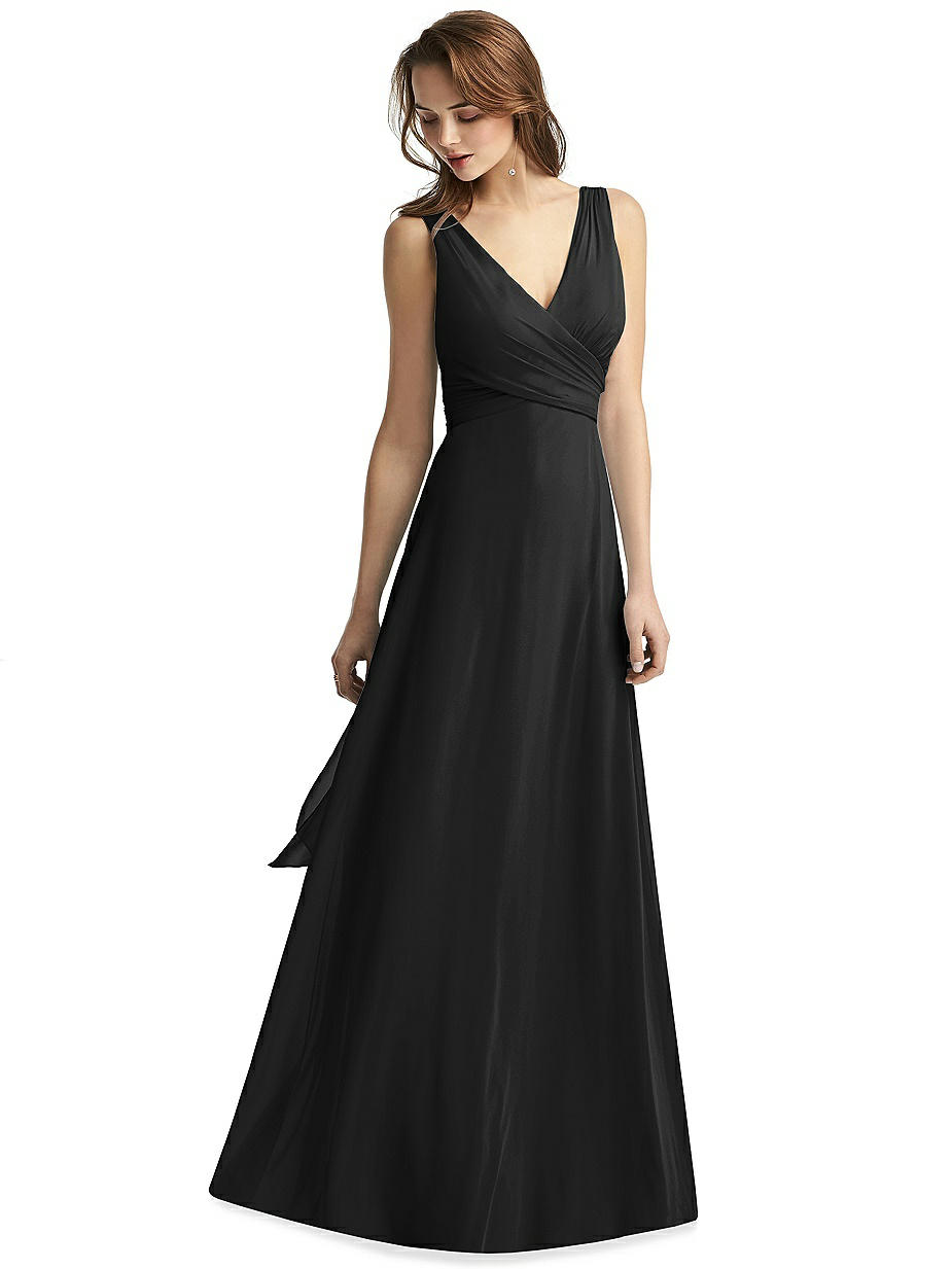 slim fit dress slacks Zapaka Women Simple Green Bridesmaid Dress A-Line Long V Neck Satin Formal Evening Dress, Black / US4