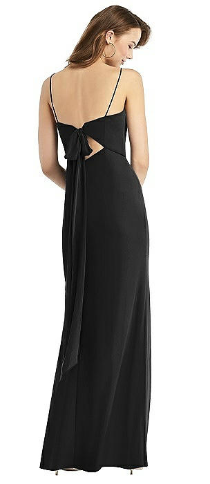 Tie-Back Cutout Trumpet Gown with Front Slit