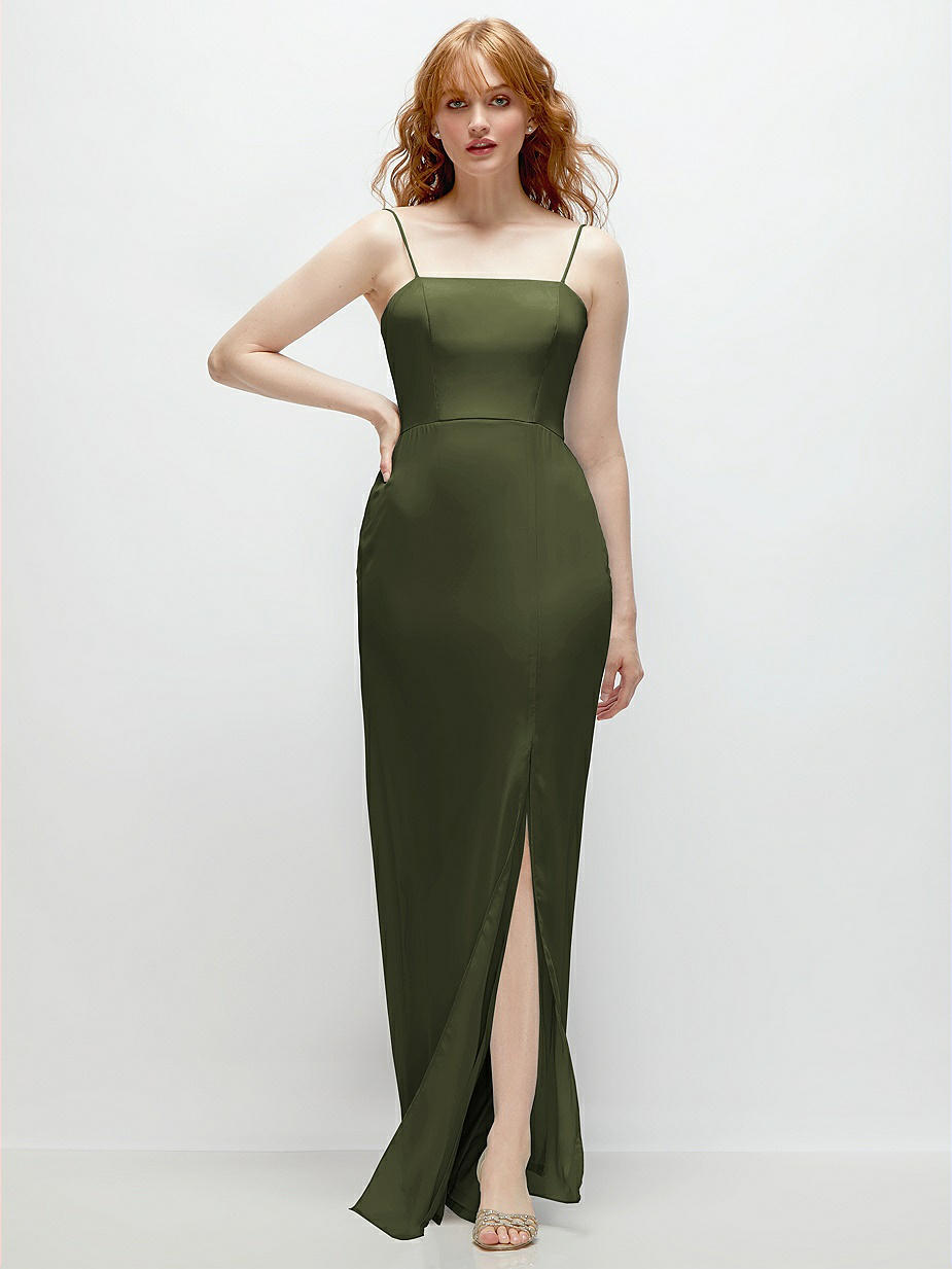olive green square neck dress Chic Mint One-Shoulder Mini Dress main image 1
