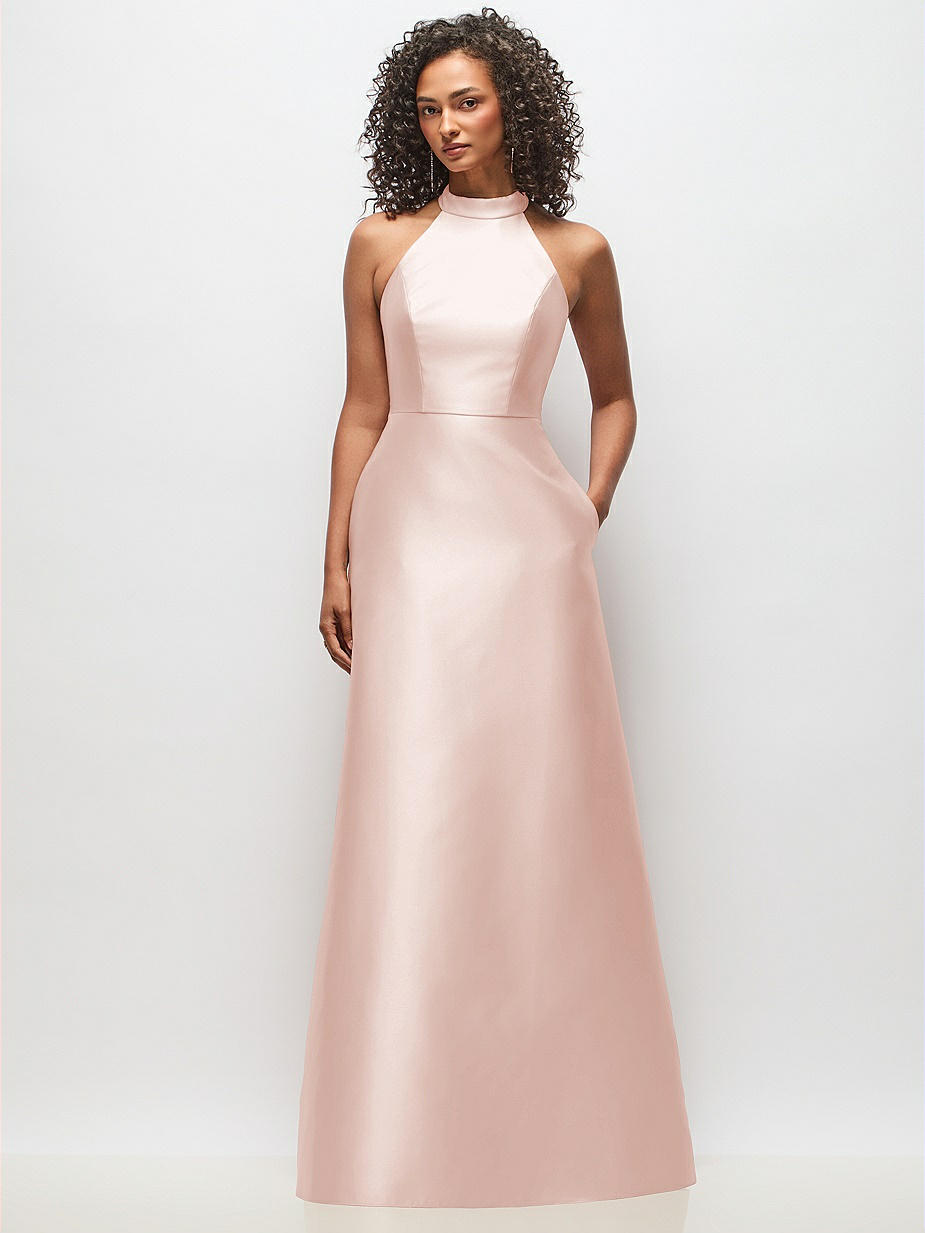 Blush Halter Bridesmaid Dresses