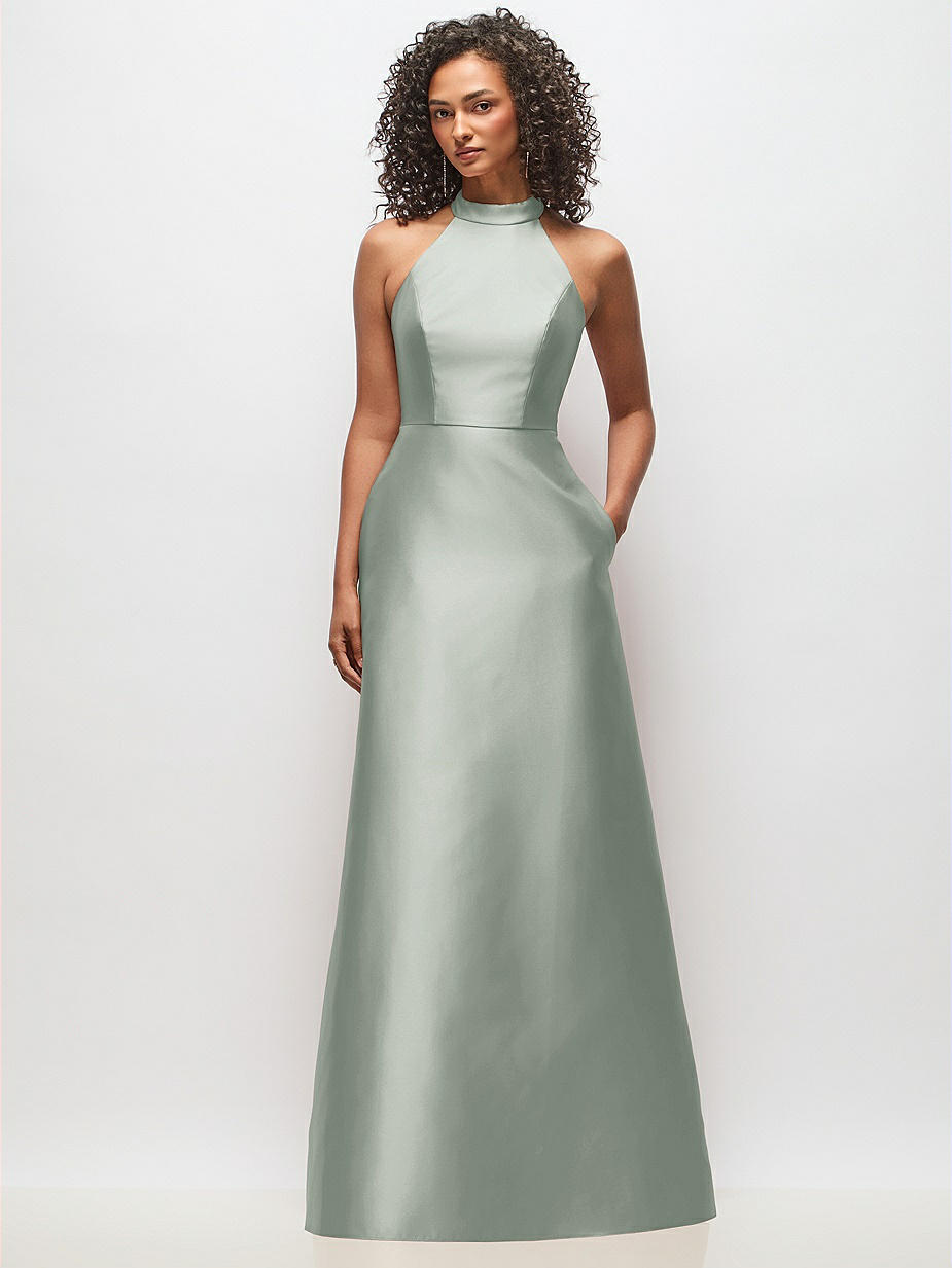 Willow Green Halter Bridesmaid Dresses Willow Green Halter Bridesmaid Dresses