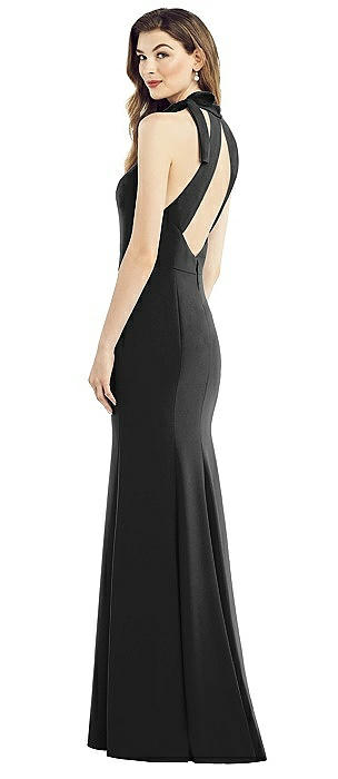 Bow-Neck Open-Back Trumpet Gown