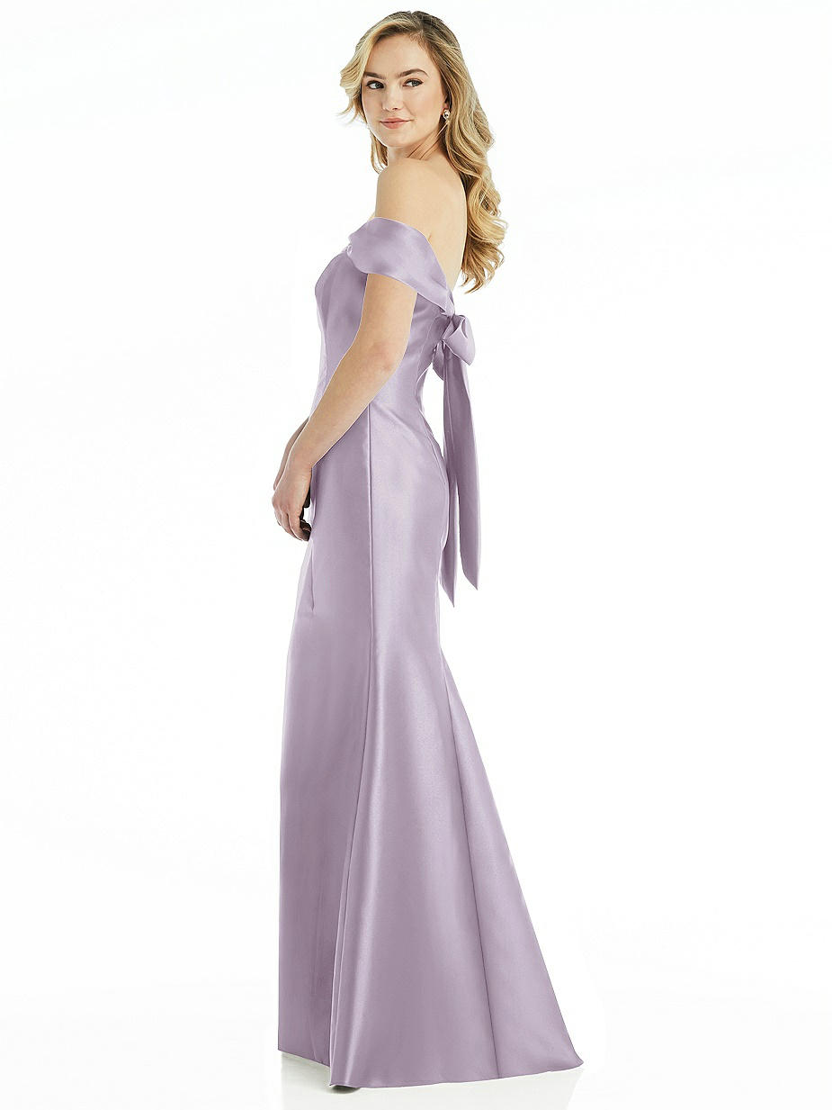 Purple Off-The-Shoulder Bridesmaid Dresses Purple Off-The-Shoulder Bridesmaid Dresses