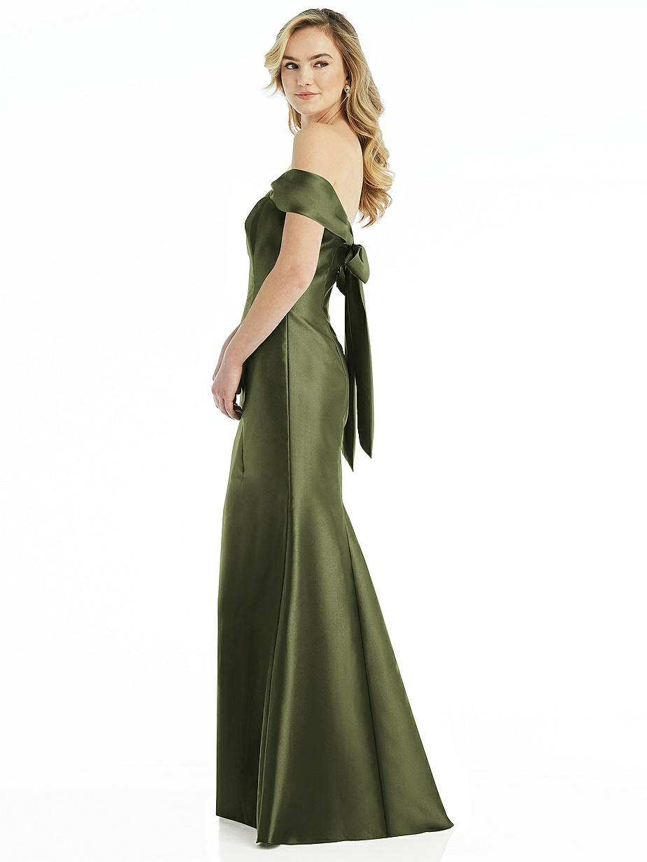 Olive Green Off-The-Shoulder Bridesmaid Dresses
