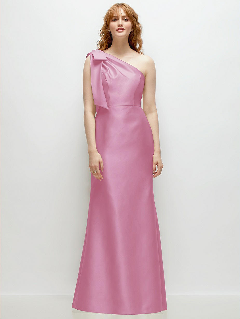 dessy one shoulder bridesmaid dress Powder Pink Dresses Style:No sleeves