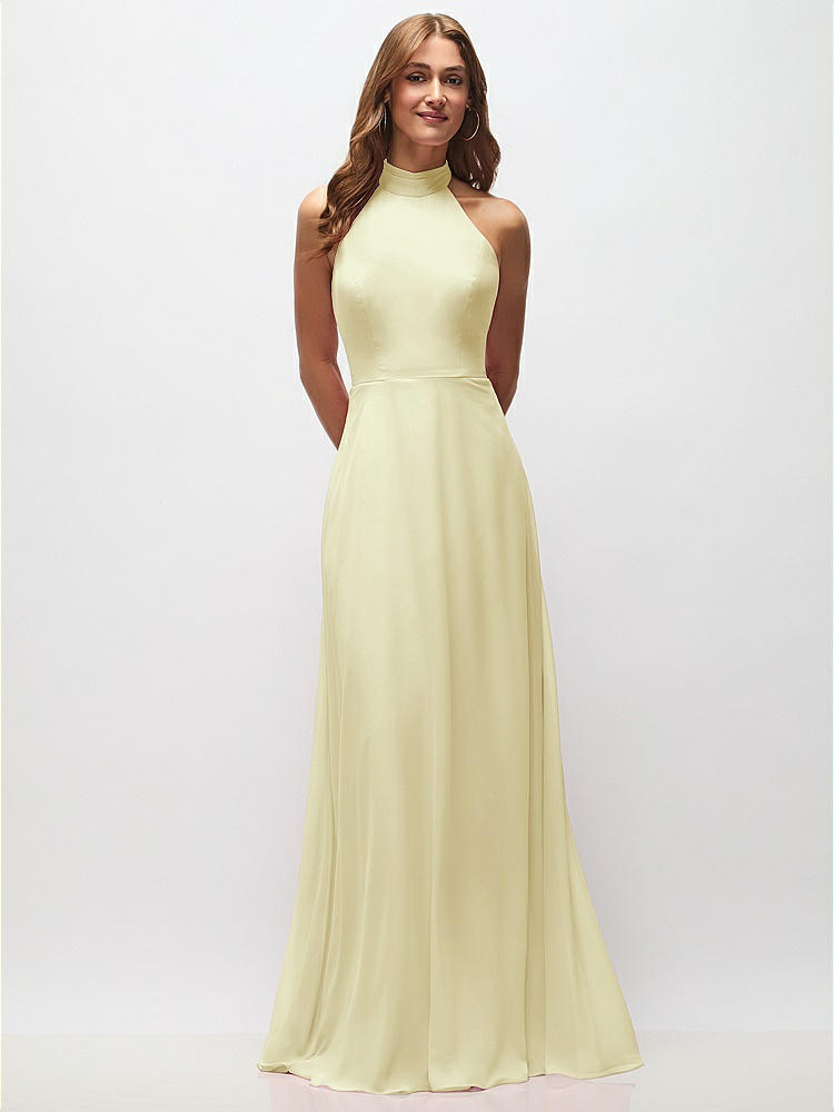 High Neck Halter Backless Maxi Dress in  Butter Yellow