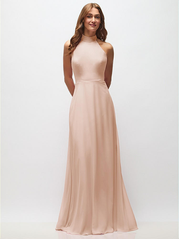High Neck Halter Backless Maxi Dress in  Cameo