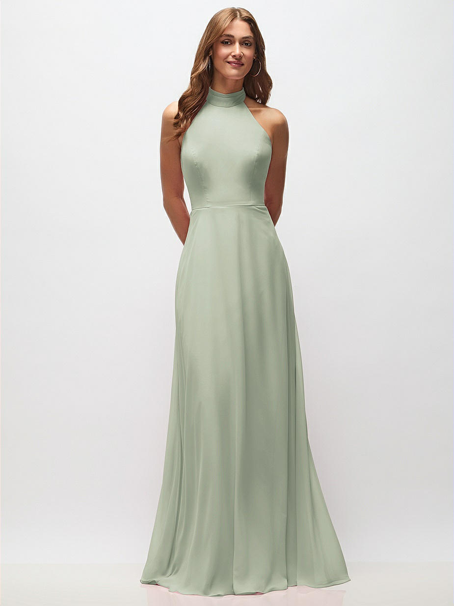 After Six Celadon High Neck Bridesmaid Dresses