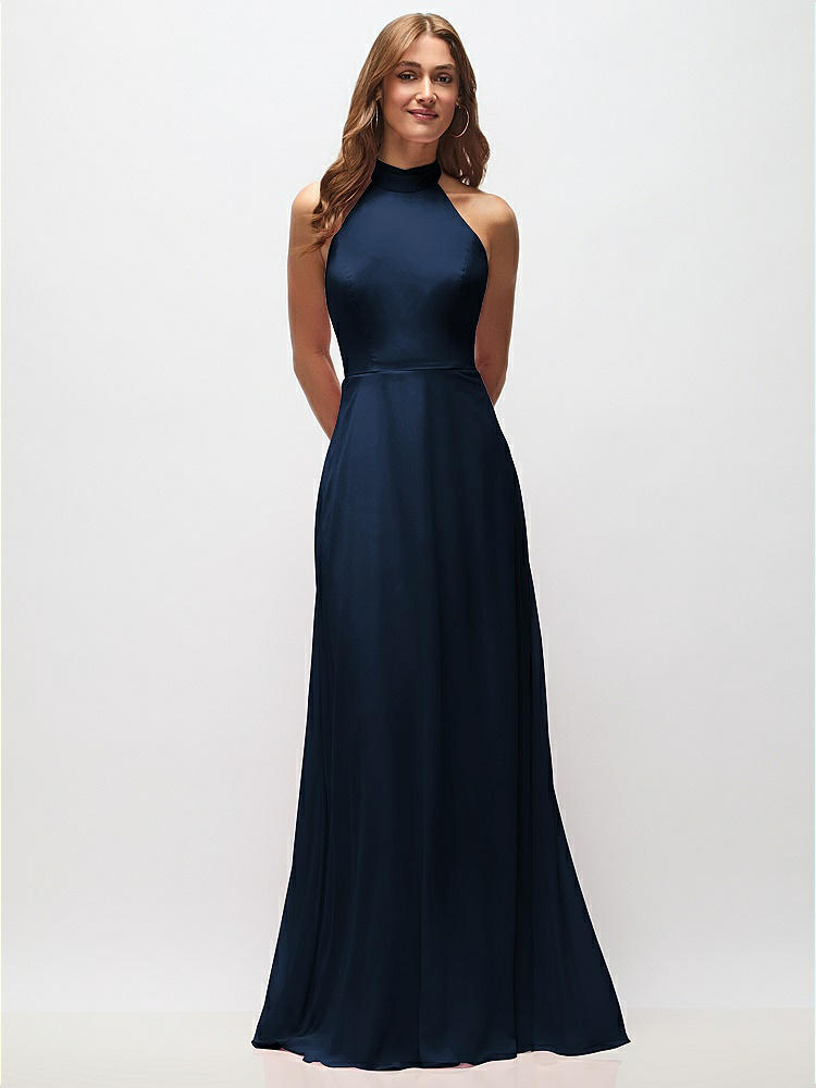 High Neck Halter Backless Maxi Dress in  Midnight Navy