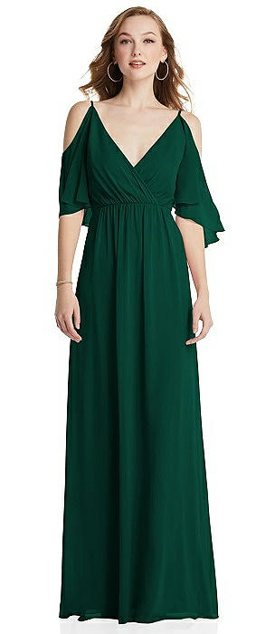 cold shoulder dress green