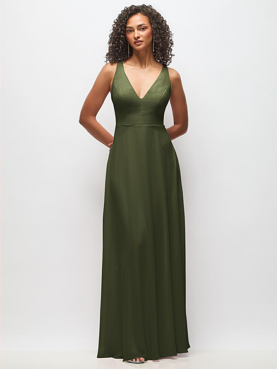 green emerald velvet dress Murcia Olive Floral Print Chiffon Puff-Sleeve Button Maxi Dress – Club L  London main image 1