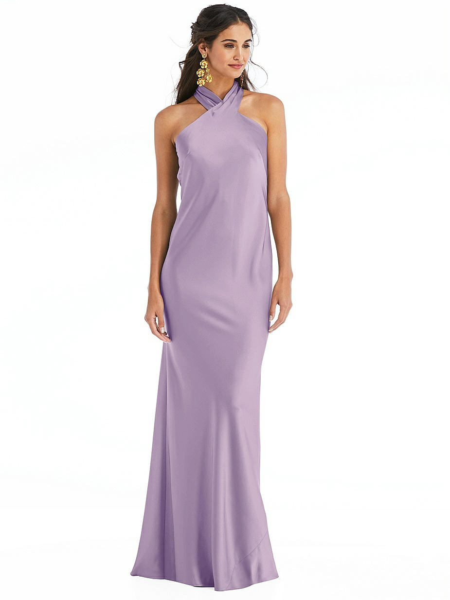 open lace back dress Mini Satin Purple Slip Dress