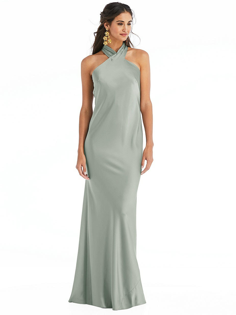 Willow Green Halter Bridesmaid Dresses