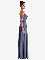 Side View Thumbnail - French Blue Off-the-Shoulder Draped Neckline Maxi Dress