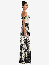 Side View Thumbnail - Noir Garden Off-the-Shoulder Draped Neckline Maxi Dress