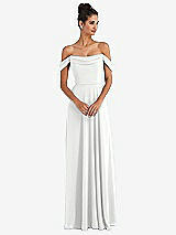 Front View Thumbnail - White Off-the-Shoulder Draped Neckline Maxi Dress
