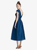 Rear View Thumbnail - Comet Cap Sleeve Pleated Skirt Midi Dress with Bowed Waist