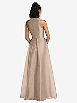 Rear View Thumbnail - Topaz Plunging Neckline Pleated Skirt Maxi Dress with Pockets