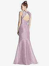 Rear View Thumbnail - Suede Rose Bateau Neck Open-Back Maxi Dress with Bow Detail