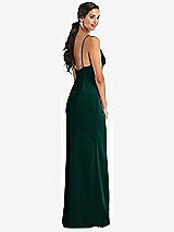 Rear View Thumbnail - Evergreen Cowl-Neck Draped Wrap Maxi Dress with Front Slit