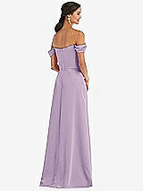 Rear View Thumbnail - Pale Purple Draped Pleat Off-the-Shoulder Maxi Dress